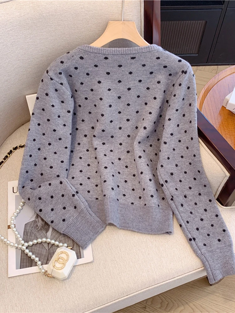 Женский серый кардиган свитер в стиле Харадзюку вязаные свитера с длинным