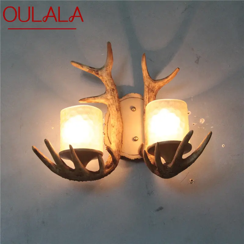 

OULALA Retro Antlers Led Corridor Wall Light Creative Bedside Sconce Lamp Decor For Home Living Room