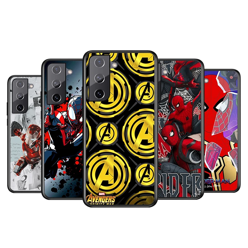 

Avengers Heroes LOGO Art For Samsung Galaxy S22 S21 S20 Ultra Plus Pro S10 S9 S8 S7 4G 5G Soft Black Phone Case Funda Coque Capa