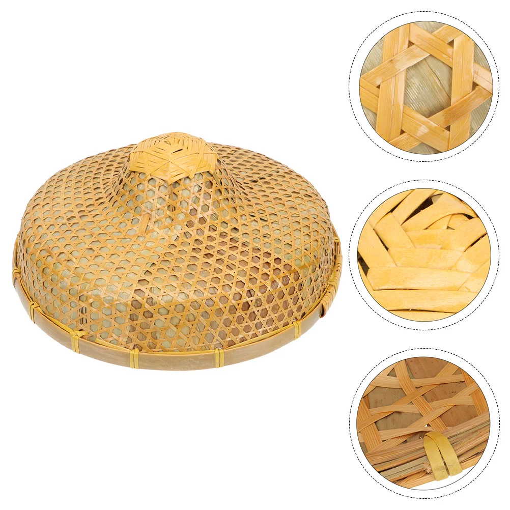 

Bamboo Hat Woven Caps Retro Sunshine Blocking Weaving Farmer Use Hats Summer Protection Rain-proof