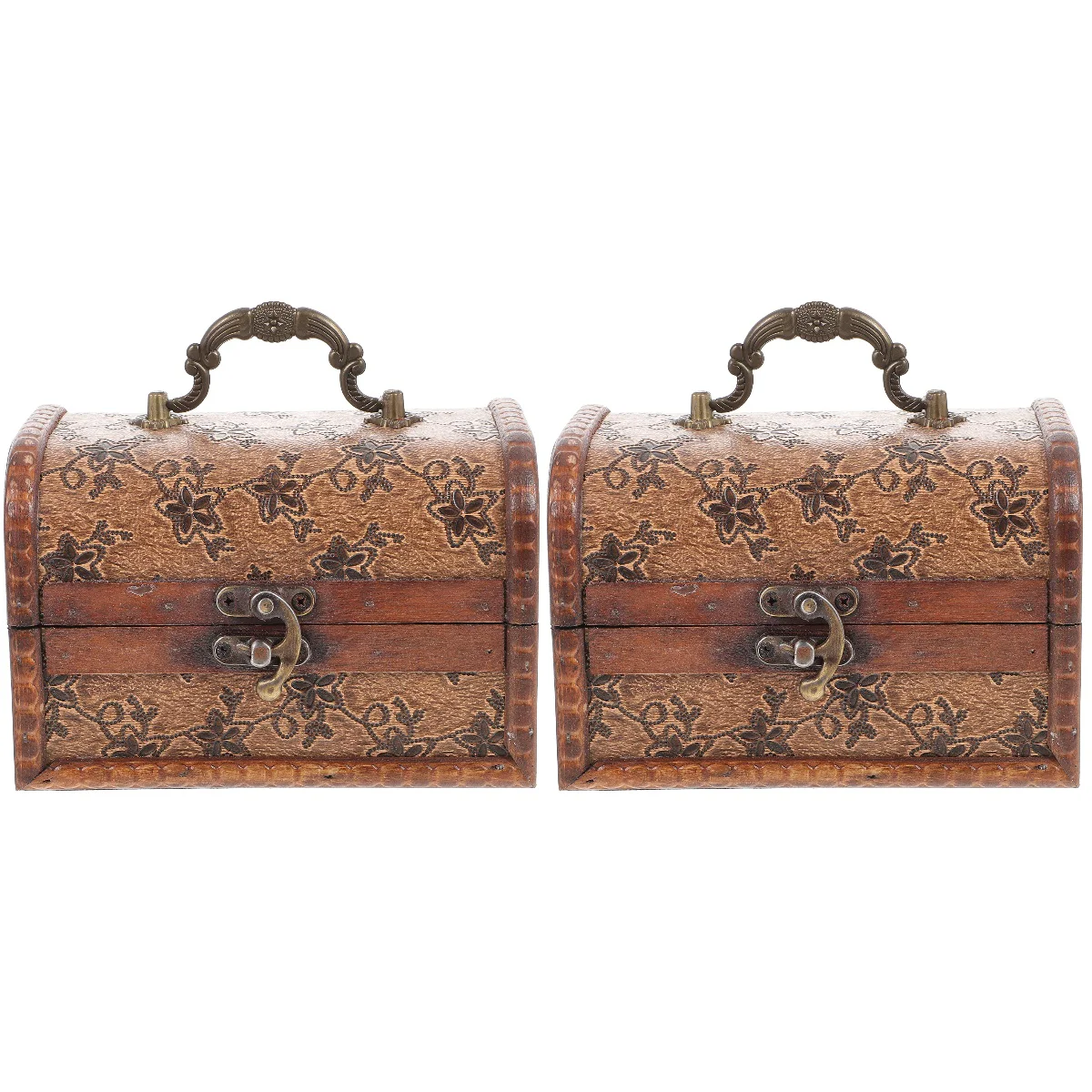 

2pcs Vintage Trinket Box Hasp Storage Case Decorative Storage Box