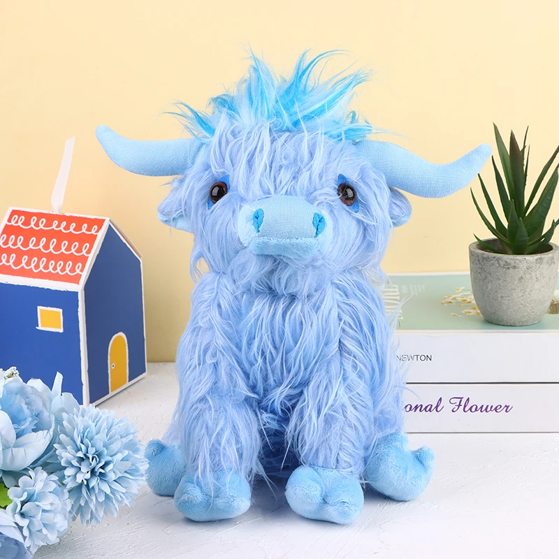 

25cm Simulation Highland Cow Plush Toy Animal OX Doll Soft Stuffed Highland Cattle Cushion Pillow Toy Kid Gift Home Decor