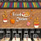 Настенная самоклеящаяся 3d-бумага с изображением кирпичной стены жареной курицы, закусок, бара, ресторана, фаст-фуда