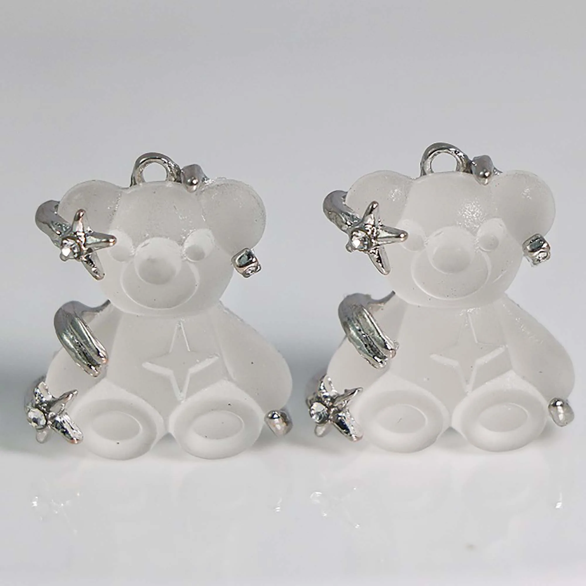 2PCS/Lot Matte Frosted Cute Bear Charm for Men and Women Necklace Bracelet Cell Phone Keychain Jewelry Pendant DIY Accessories