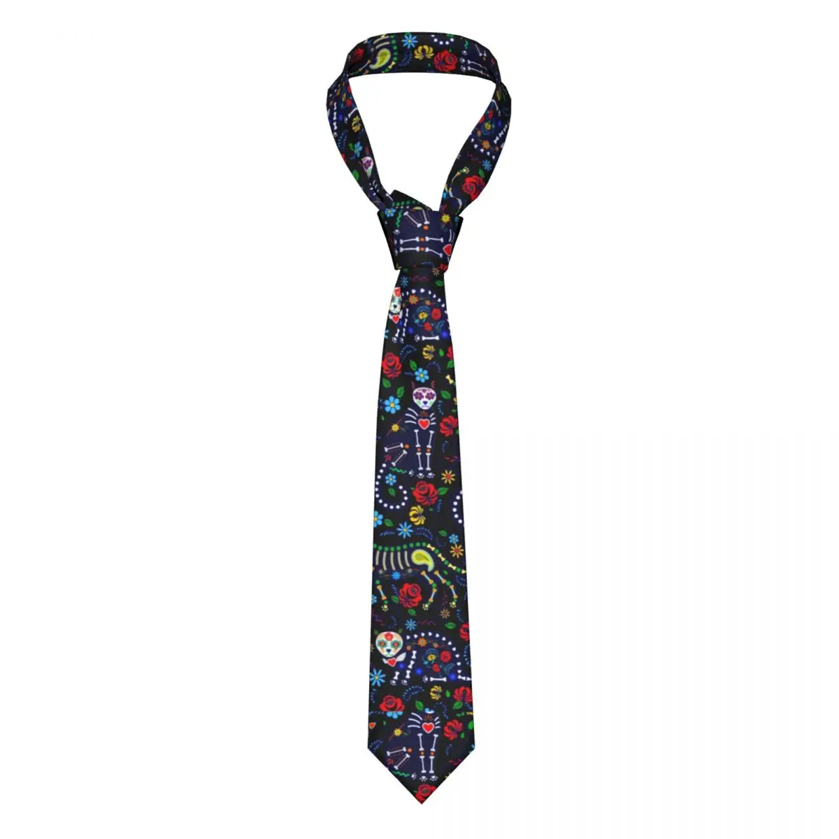 

Skull Pop Art Tie Calaveras Cats Day of the Dead Gift Man Neck Ties Fashion Blouse Polyester Silk Business Cravat