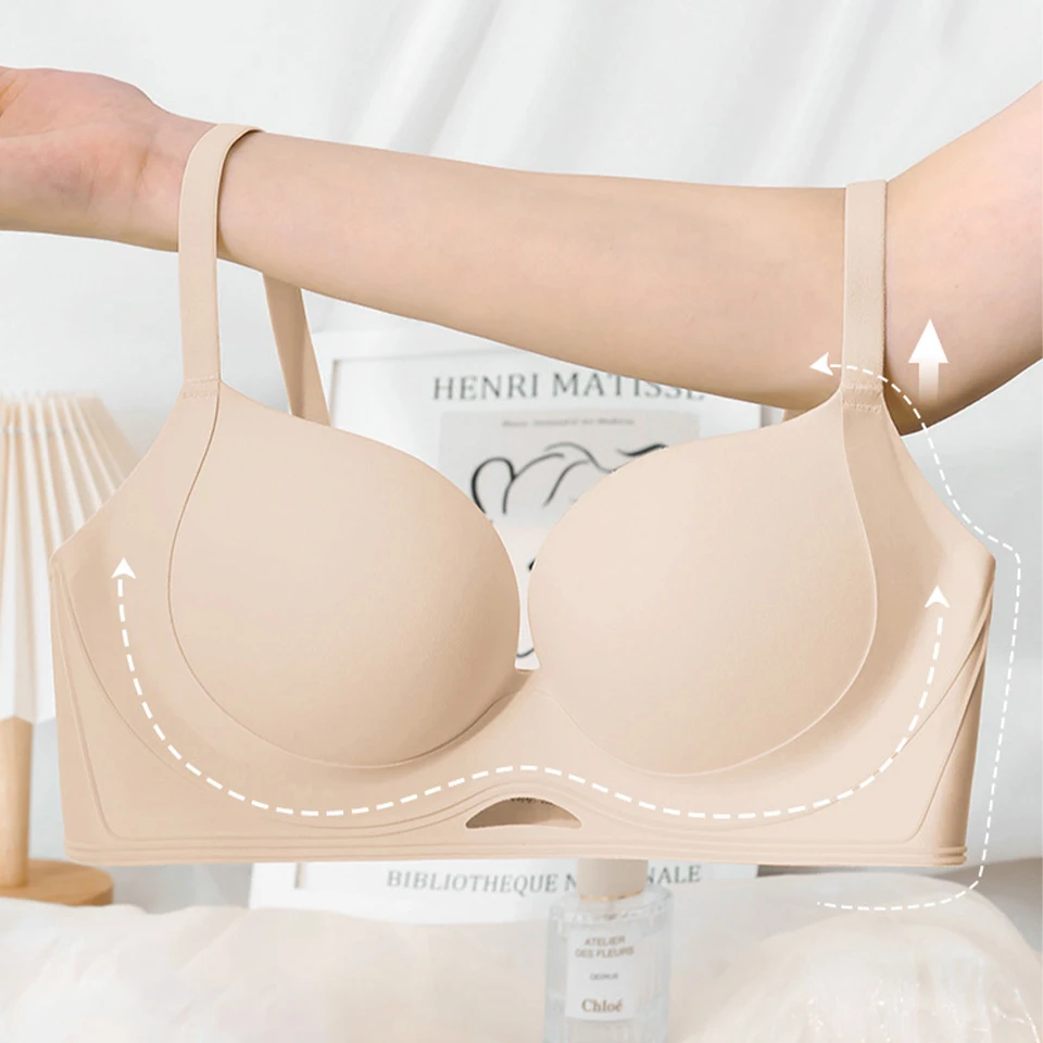 Бесшовный беспроводной бюстгальтер с подкладкой пуш-ап удобное невидимое нижнее