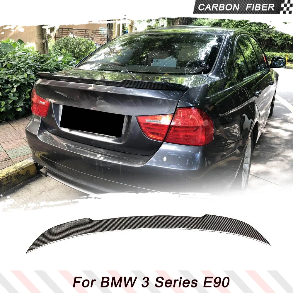 Фото Задний багажник автомобиля, гоночный спойлер для BMW 3 серии E90 M Sport M32005-2012, задний багажник из настоящего углеродного волокна, спойлер Highkick, крыло, губа №1
