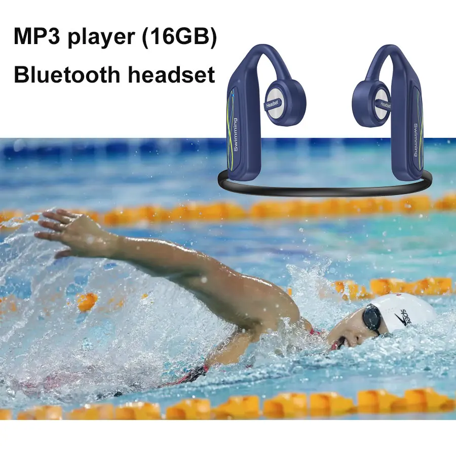 Ipx8 Bone Conduction Waterproof Bluetooth Earphones HD calling swimming diving sport mp3 player 16G for iphone mi Surfing Diving enlarge