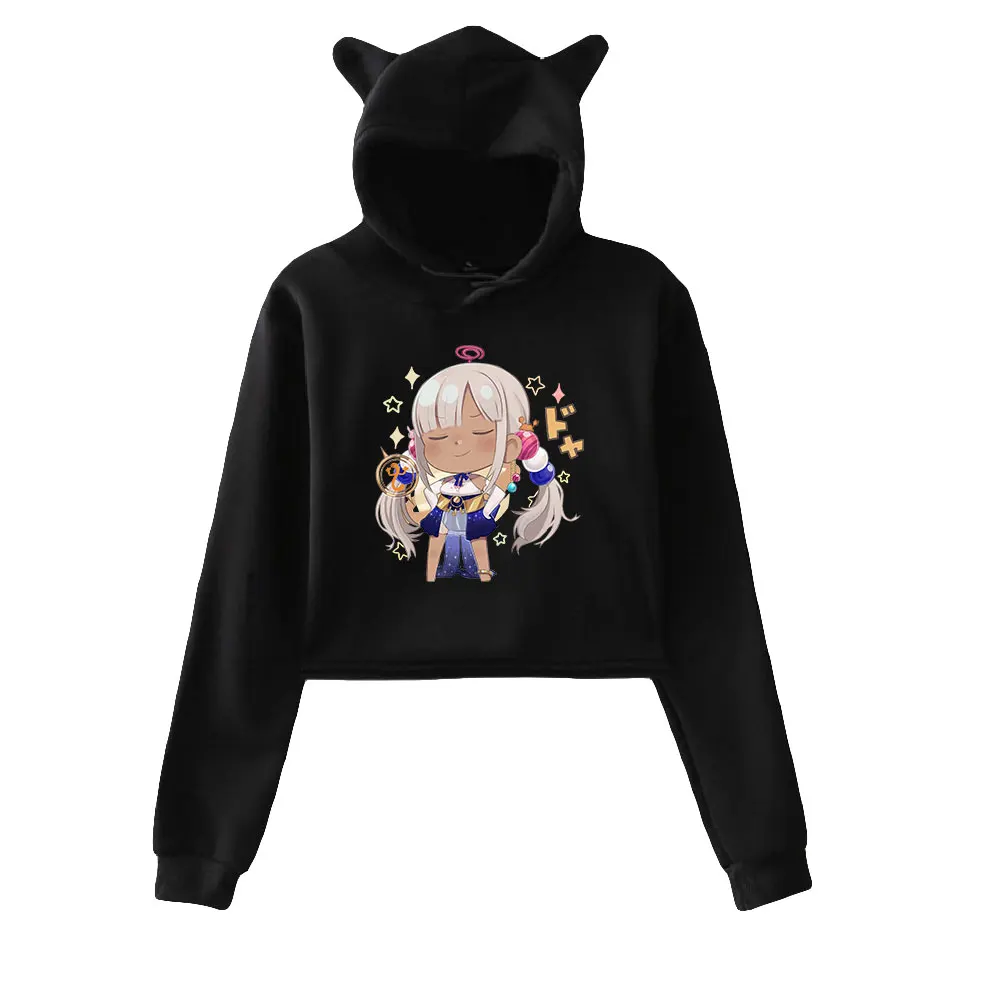 HOLOLIVE Vtuber Tsukumo Sana tsukumsana Merch Cat укороченные толстовки для женщин/девочек укороченные топы с капюшоном свободный свитер с капюшоном