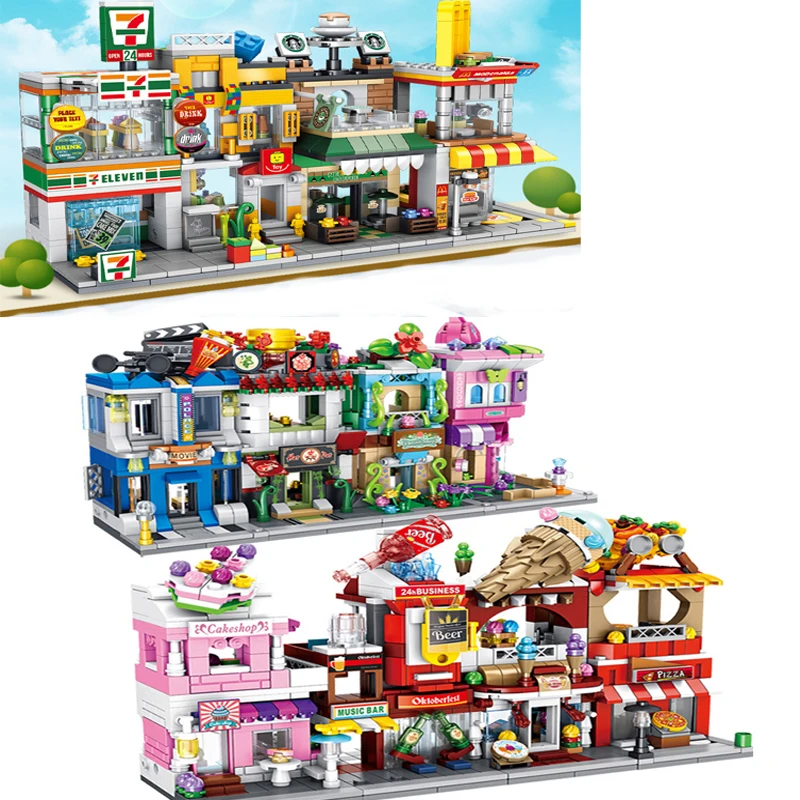 

Мини-кубики серии «городская улица» MOC Coffee Shop, магазин гамбургеров, Рождественский конструктор, игрушки для девочек, подарки