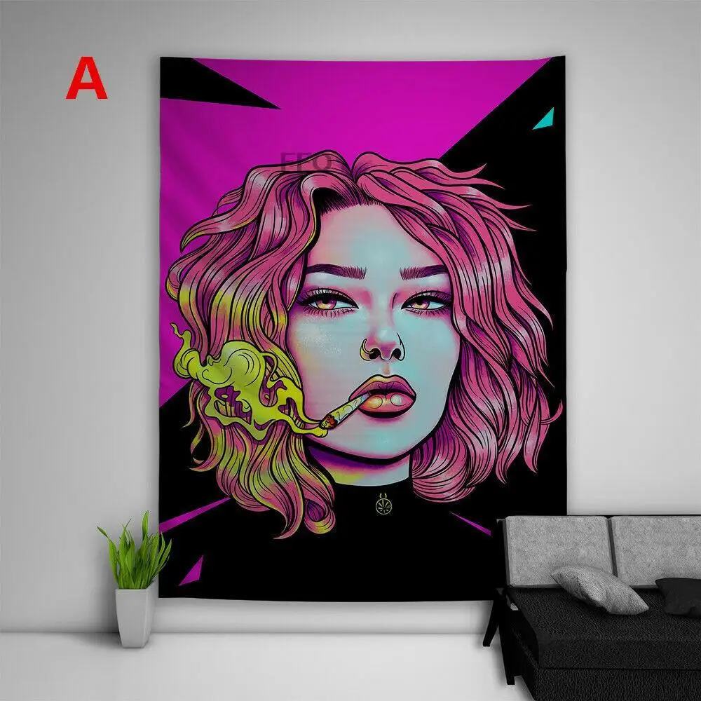 

FFO Girl Psychedelic Tapestry Cartoon Anime Art Tapestries Aesthetics Home Decor Room Decoration Tapestry Bedroom Sofa Blanket