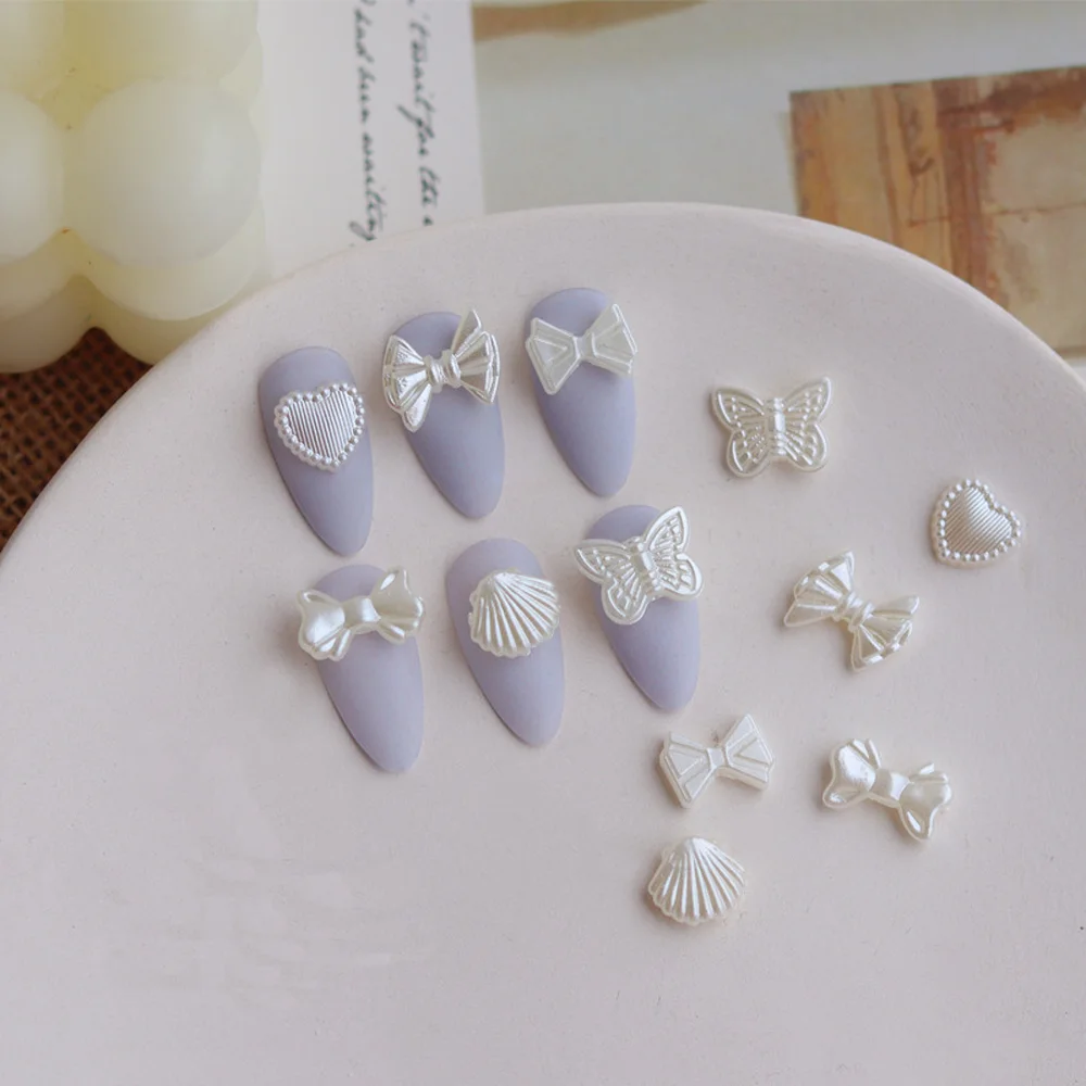 10 шт., жемчужные белые украшения для ногтей, 10/11 мм