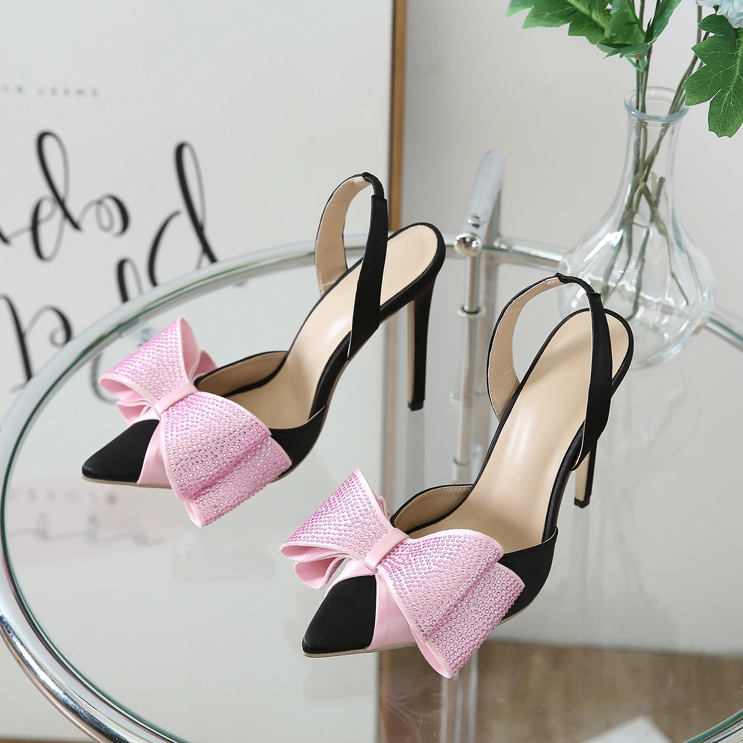 Xibeilove Spring Style Bow Tie Women's High Heels Sexy Non slip Ankle Lace up Pointed Thin Heel Sling Shoes Sandals