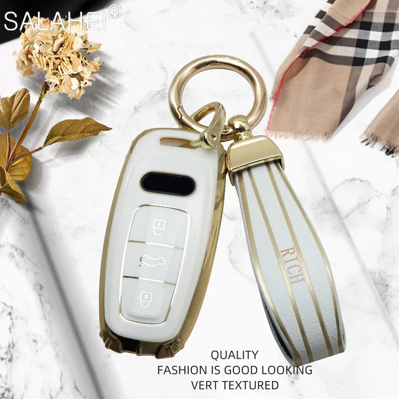 

Fashion TPU Car Remote Key Fob Case Cover Shell For Audi A6 A7 A8 E-tron 55 Q5 Q7 Q8 C8 D5 A6L A8L A6 C8 Keychain Accessories