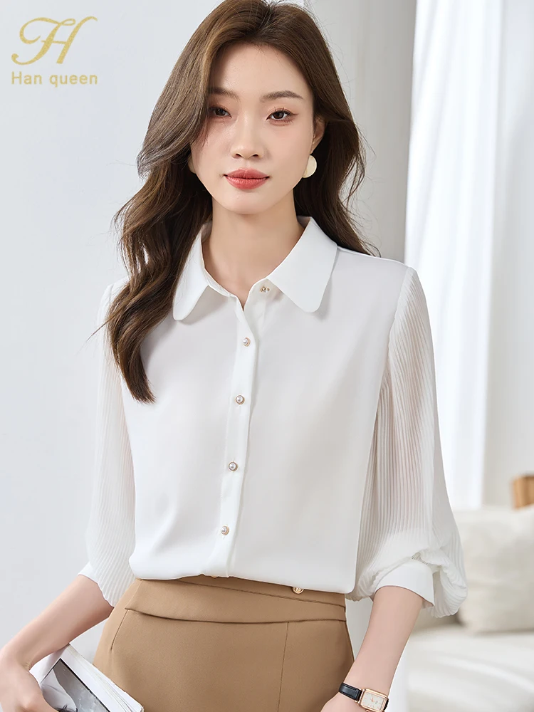 

Блузка женская шифоновая с рукавами-фонариками, на осень