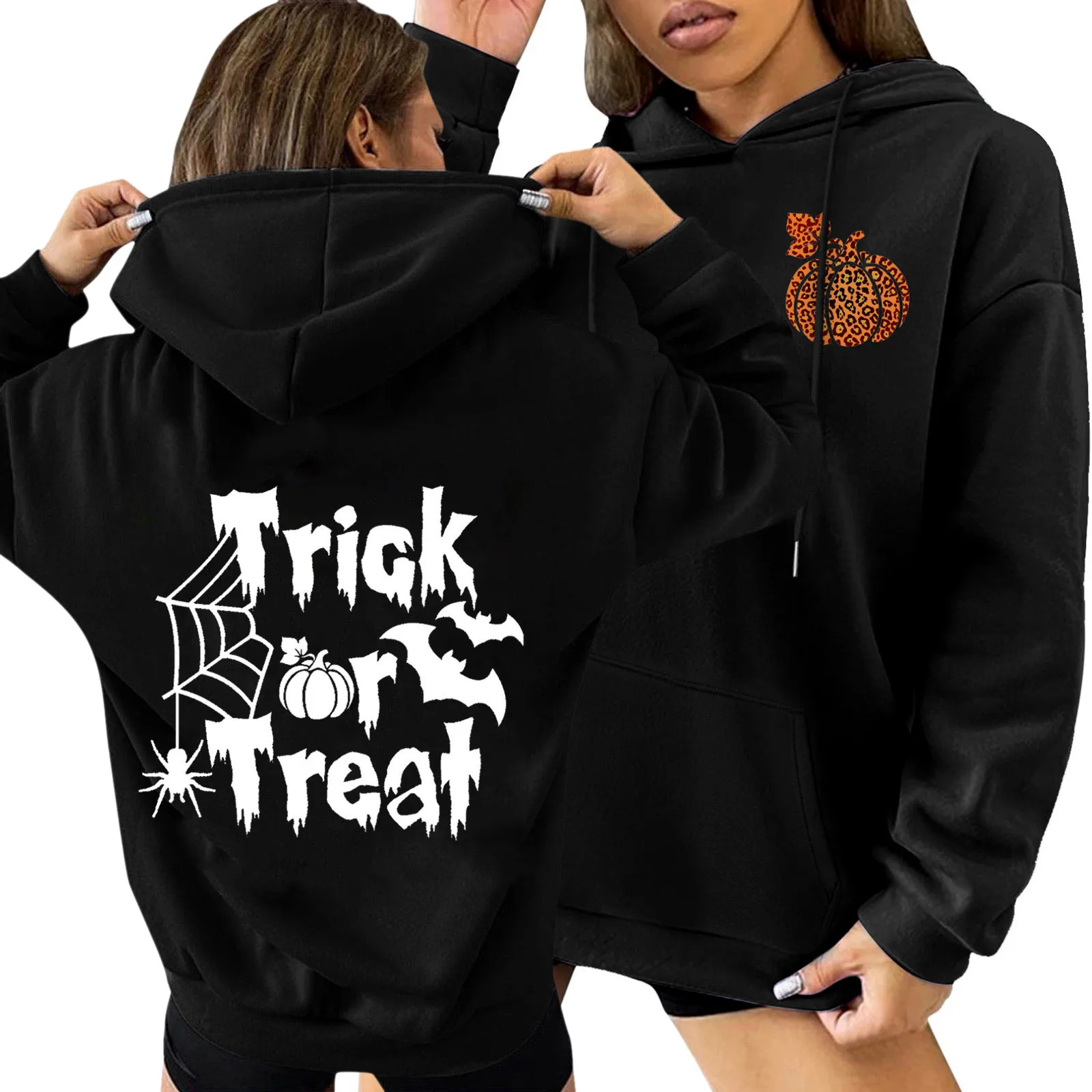 

Womens Halloween Print Sweatshirts Hoodies Long Sleeve Shirts Pullover Fall Clothes With Pocket Long Winter