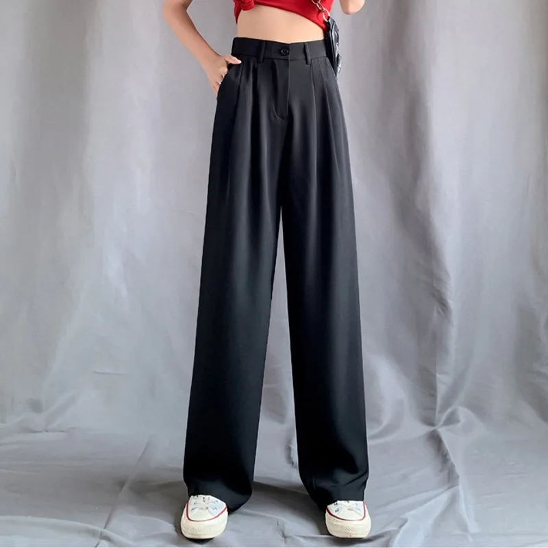 

W1850 -Summer trendy one button skinny pants wide leg pants