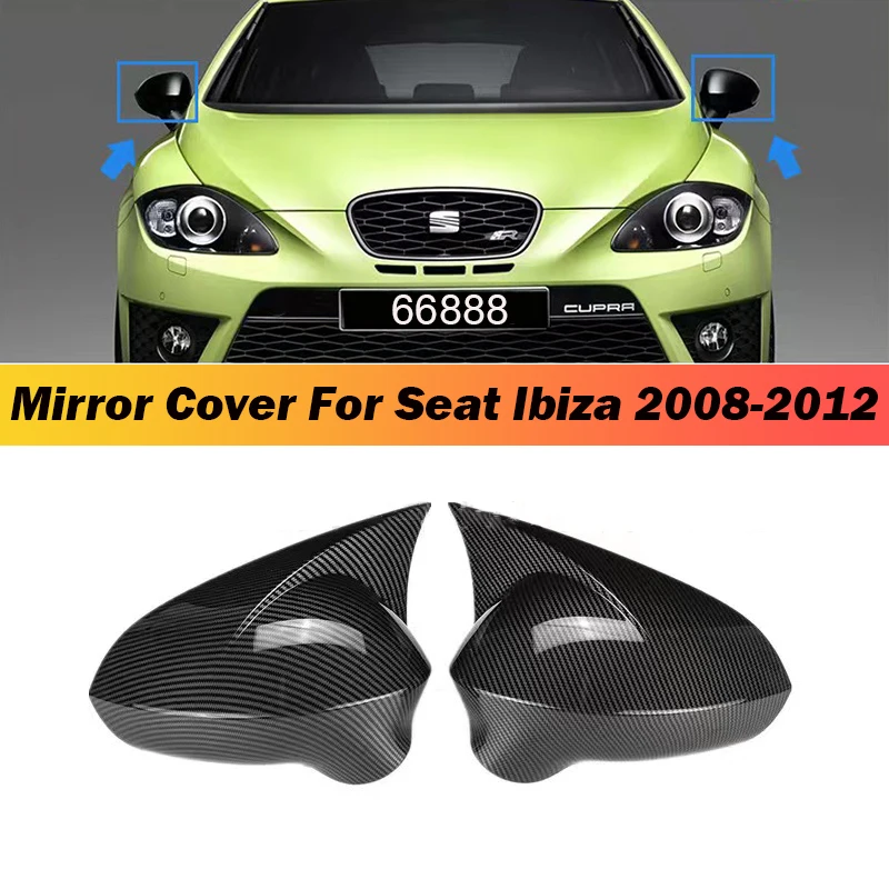 

2pcs Ox Horn Side RearView Mirror Cover Caps Black Carbon Look for Seat Leon MK2 1P facelift / Ibiza MK4 6J Exeo 3R 2008-2017
