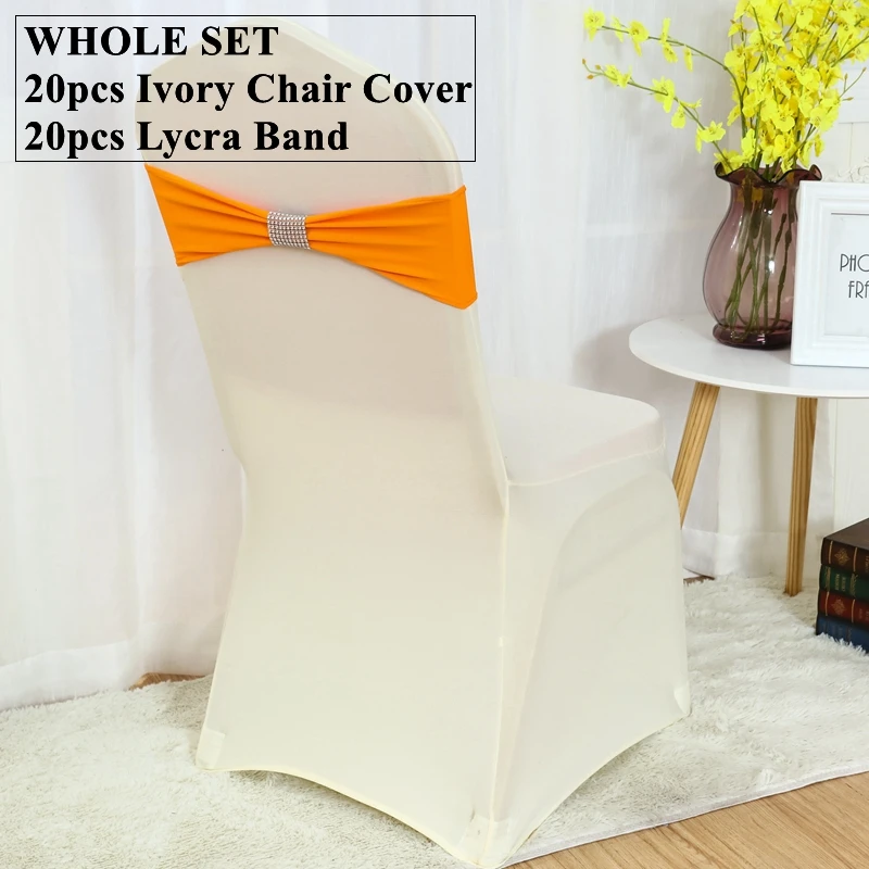 Cover With 20pcs Net Buckle Lycra Chair Band Sash Bow For Ba