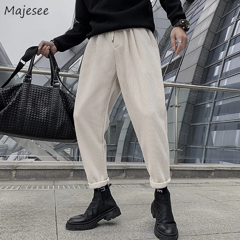 

Harem Pants Men Large Size Corduroy Skinny Leisure Trendy Handsome All-match Ins Streetwear Solid Harajuku Trousers New Arrival