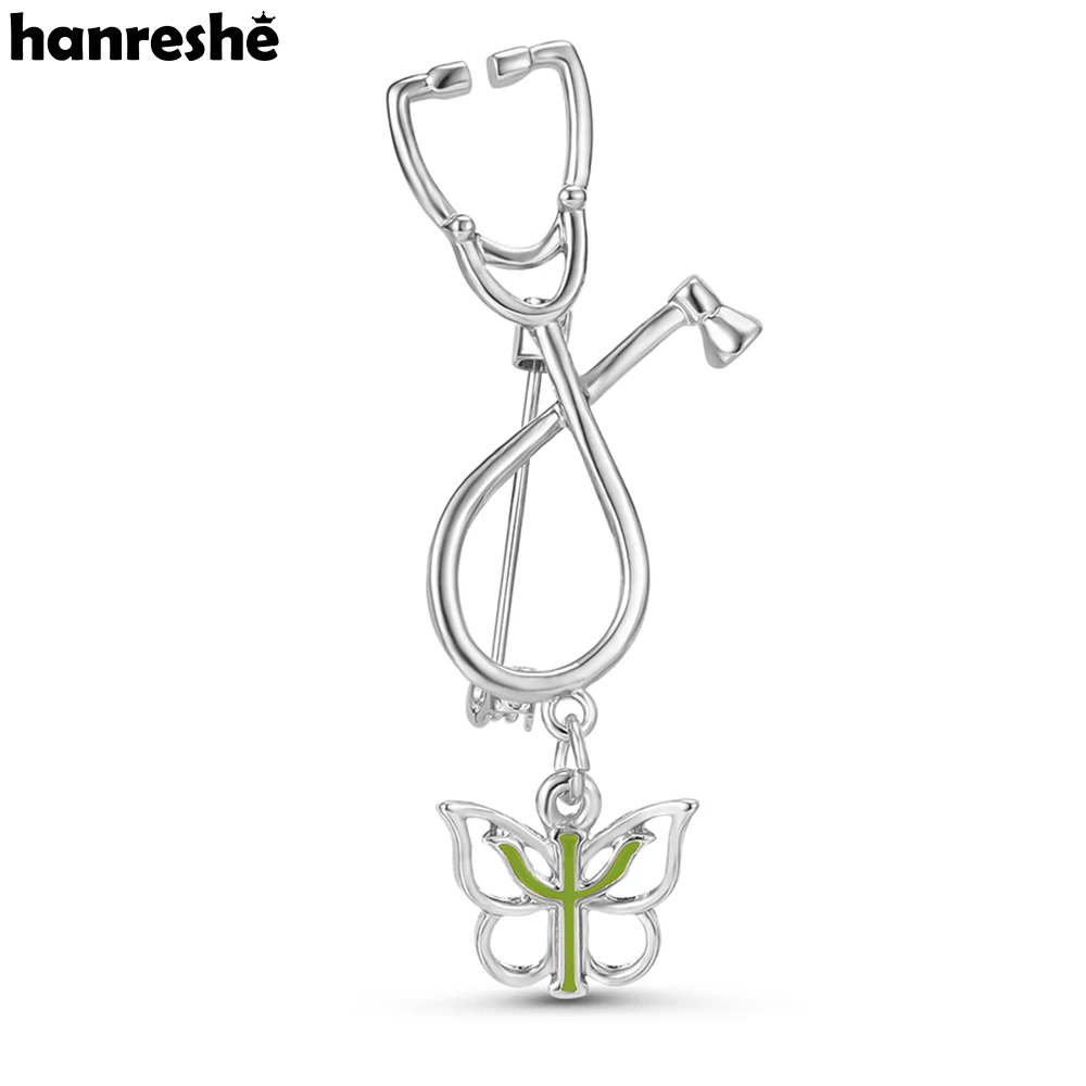 

Hanreshe Stethoscope with PSI Butterfly Pendant Pin Medical Psychology Pop Jewelry Lapel Badge for Psychologist Gifts