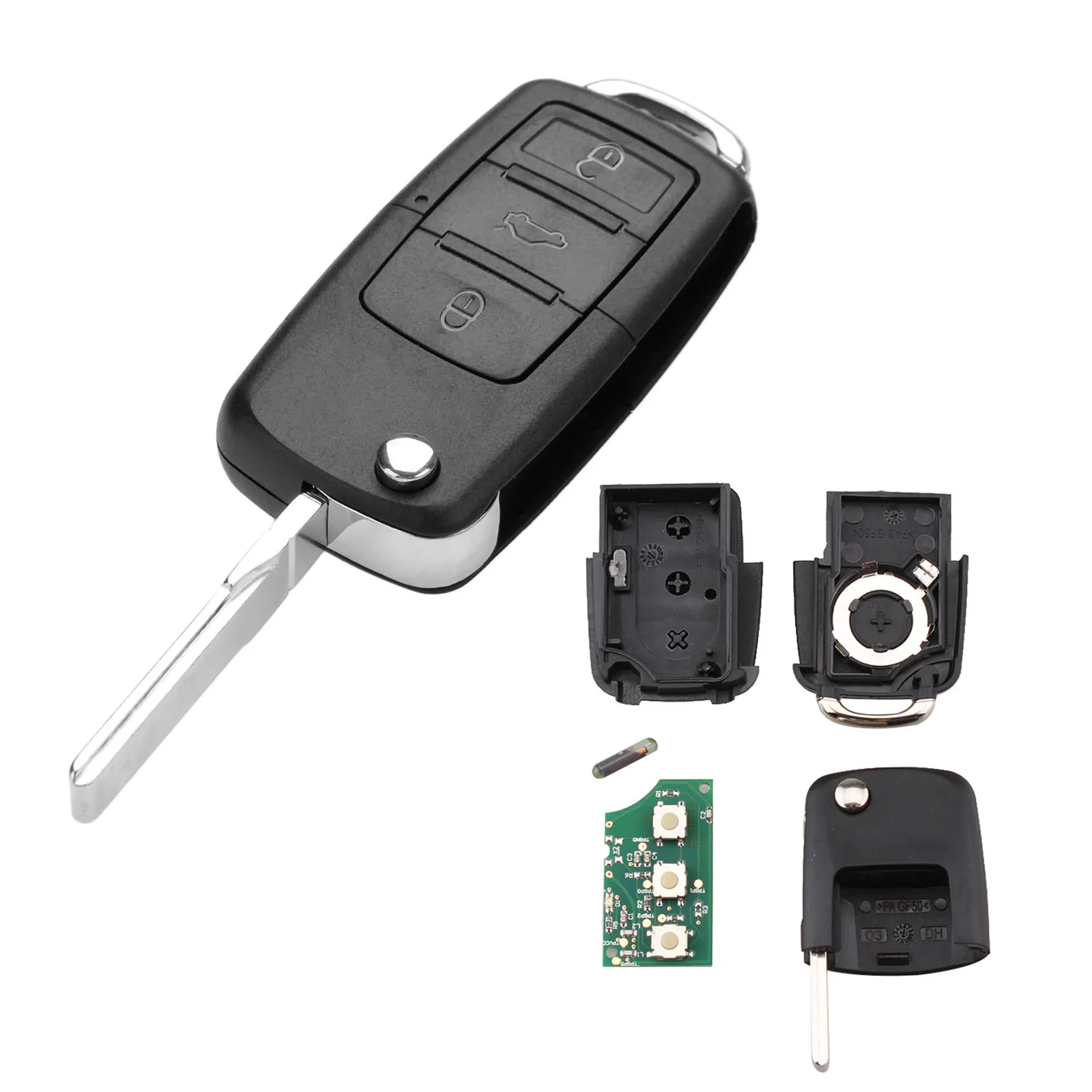 

3 Buttons Lock/Unlock/Trunk Smart Remote Key Keyless Case 1J0959753DA ID48 Chip 434 MHz Fit for VW Bora Polo Golf Passat Beetle