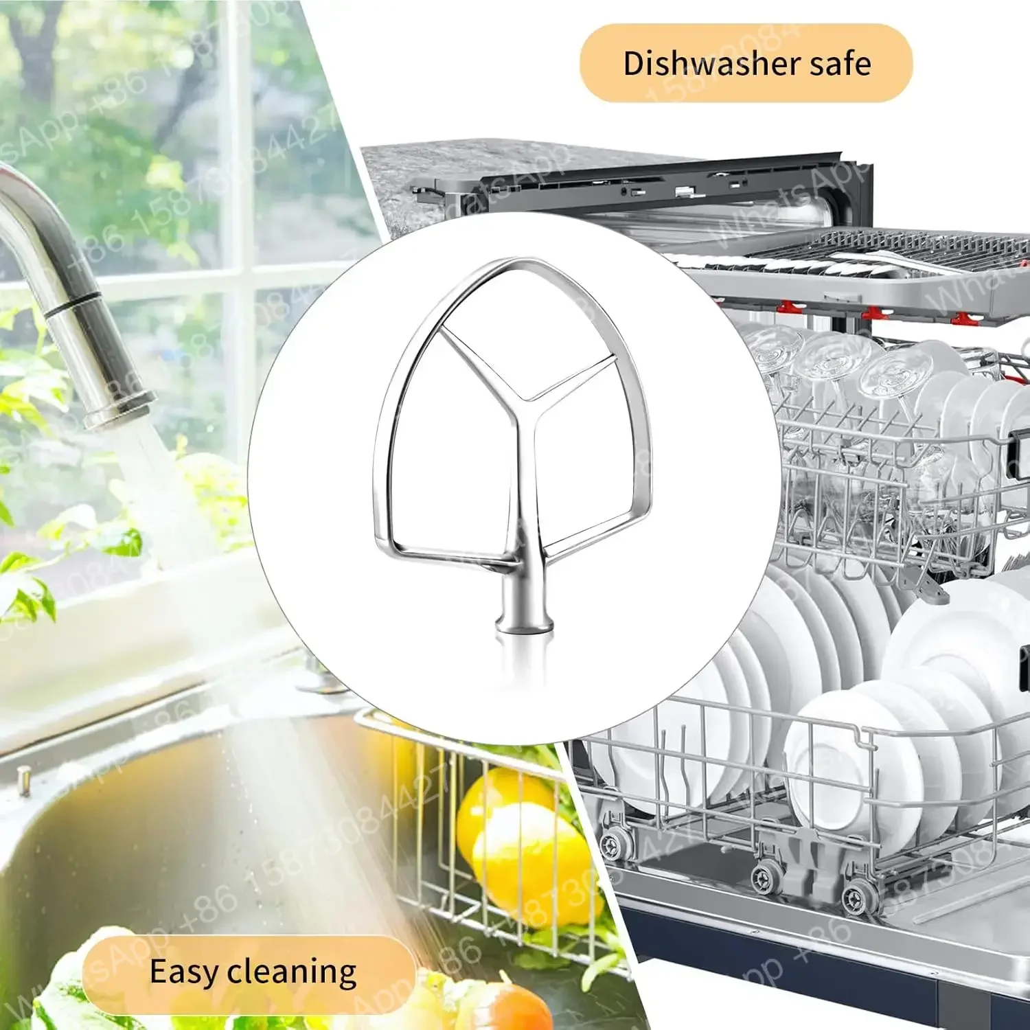Фото Насадка-венчик из нержавеющей стали для миксера KitchenAid 7 кварт с подъемной чашей, запасная часть, замена крюка для теста, аналог KA7QCFB №5
