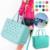 fashion beach tote bag extra large beach basket bags solid color basket women big capacity beach pouch hole totes hobo pocket