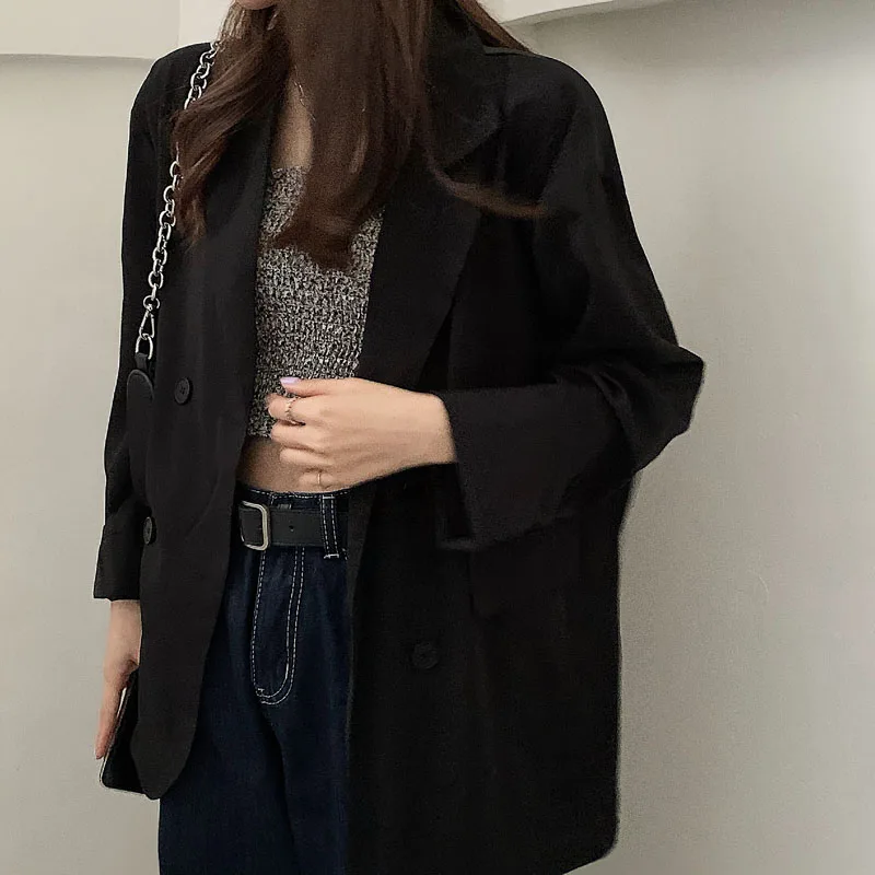 Solid Color Casual Office Blazer Korean Fashion Preppy Style Work Formal Suit Student Chic Clothing Commute Wear Business Blazer