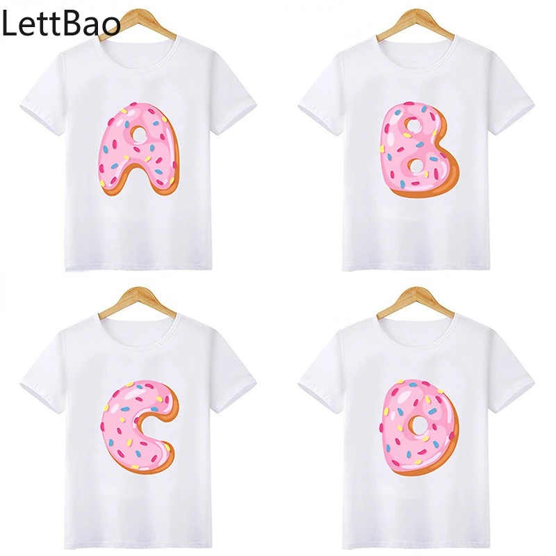 

New Arrival Cute Donuts Letters Print Baby Girls T shirt Casual Funny Kids T-shirts Boys Clothes Children Summer Tops