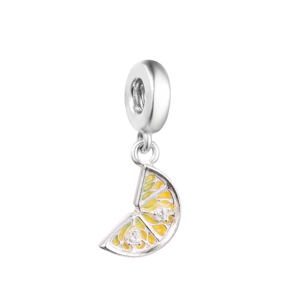 

2022 New 925 Sterling Silver lemon Slice Sparkling Fruit Charm Fit CKK Bracelets Women Beads for Jewelry Making Berloque