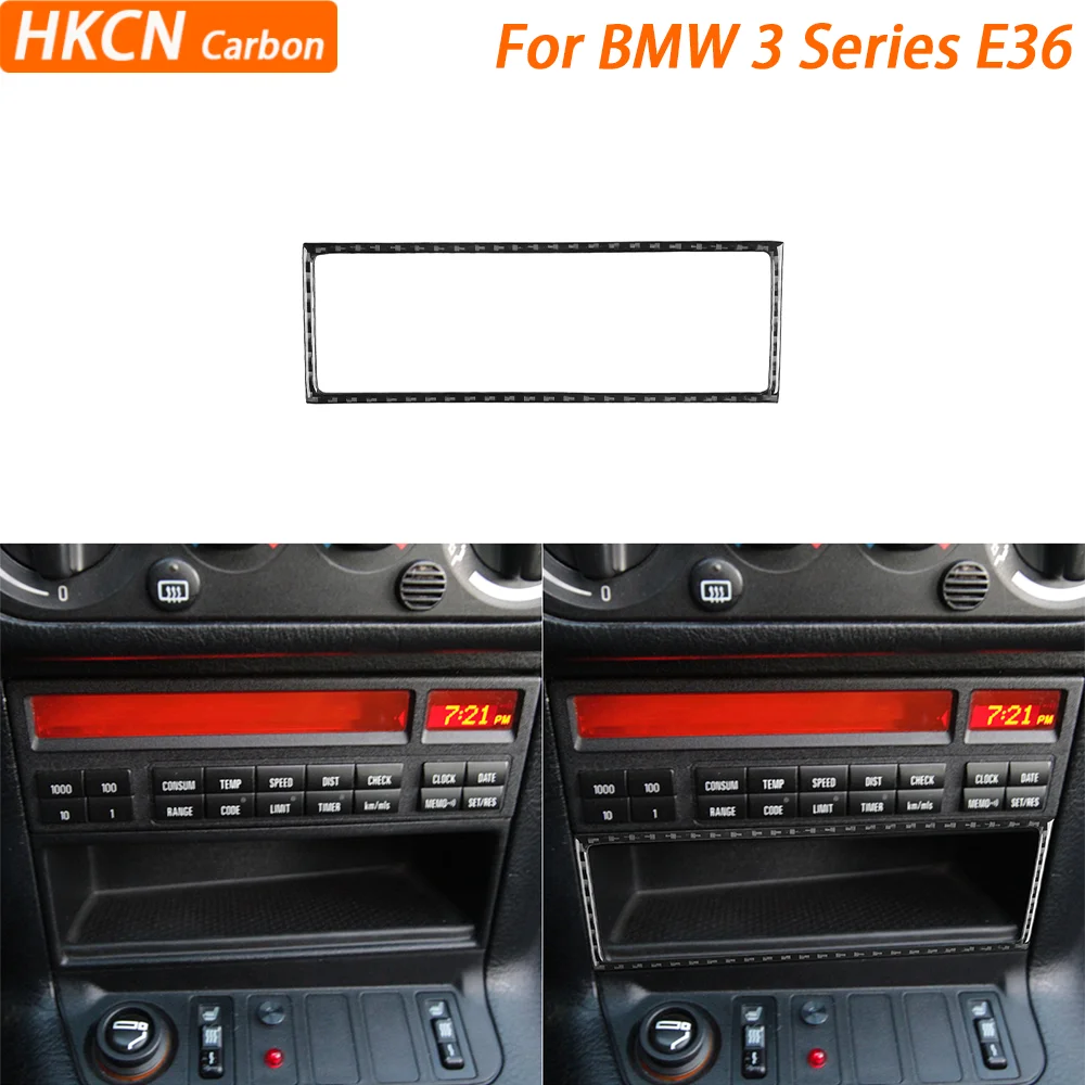 Фото Для BMW 3 серии E36 1994-19096, автомобильные аксессуары, центральный ящик для хранения из углеродного волокна, рамка, внутренняя крышка, накладка, модификация наклейки №1
