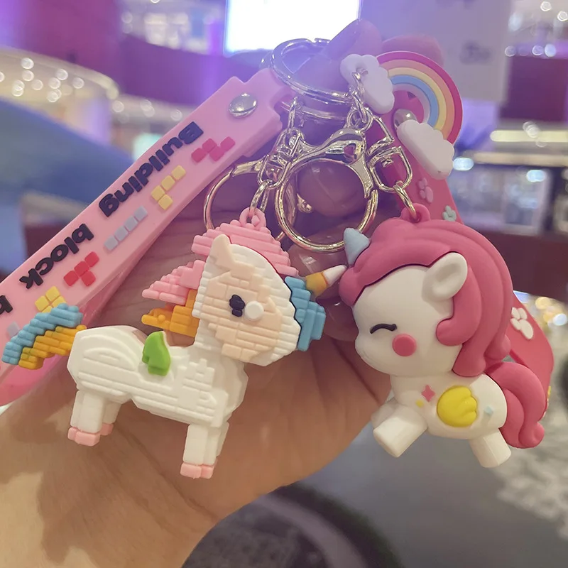 

Cute Colorful Unicorn Series Keychain Cartoon Fun Pegasus Animal Key Ring Man Car Backpack Pendant Woman DIY Jewelry Accessories