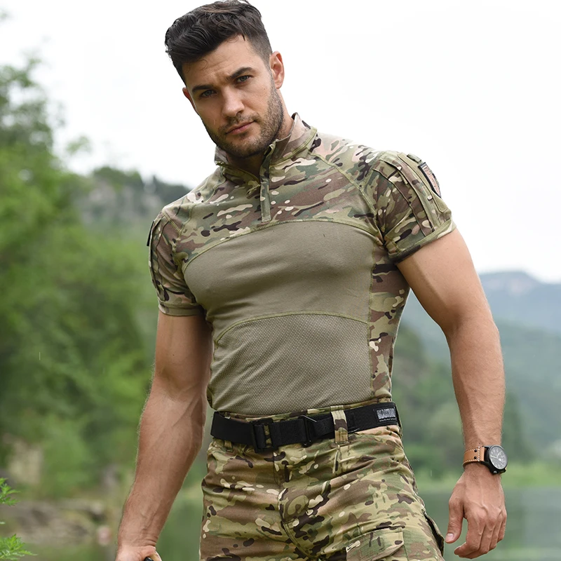 

Male Military Tactical T Shirt Top Elasticity Men Camo Army Combat Shirt Airsoft Paintball Hunting Cothes Multicam Shirts Tops