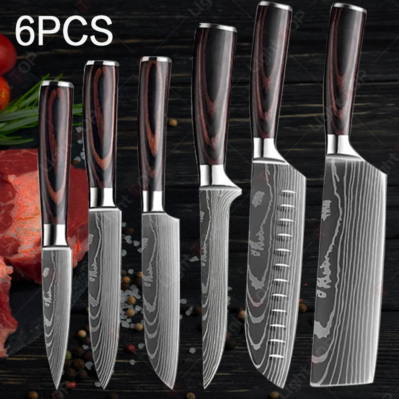 Набор кухонных ножей из нержавеющей стали 7CR17 440C японские универсальные резцы