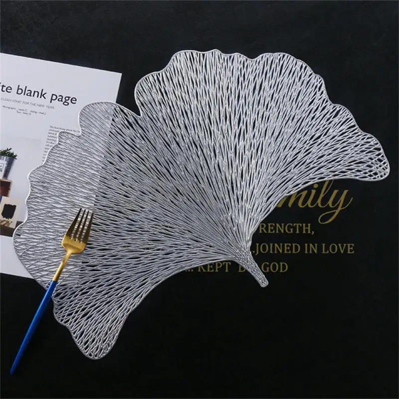 

Oil Proof Dinnerware Mat Thicken Heat Insulation Pad Pot Holder Ginkgo Leaf Shaped Waterproof Dinner Plate Mat Decorative Pad