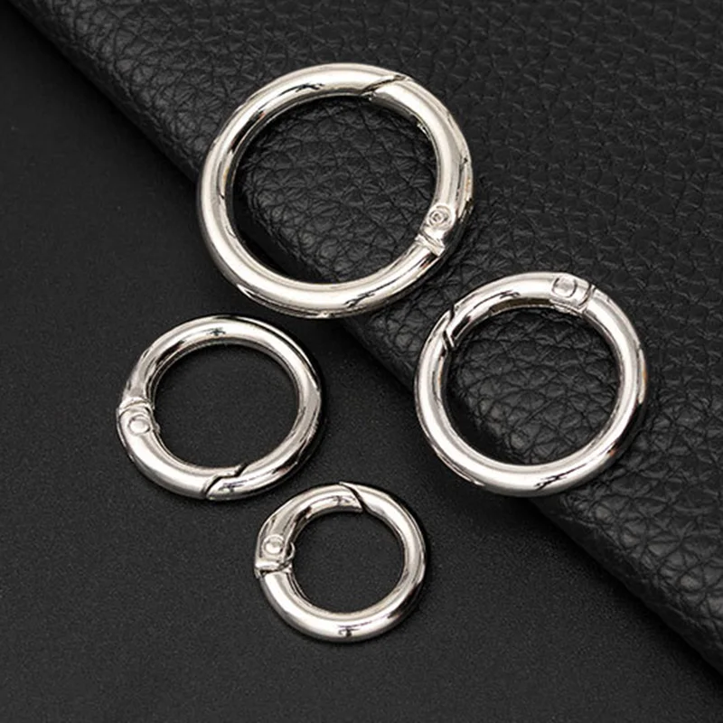 10Pcs Metal Purse Buckles 20/25/28/33mm Spring O Ring Round Carabiner Snap Hook Spring Keyring Clasp DIY Jewelry Bag Accessories