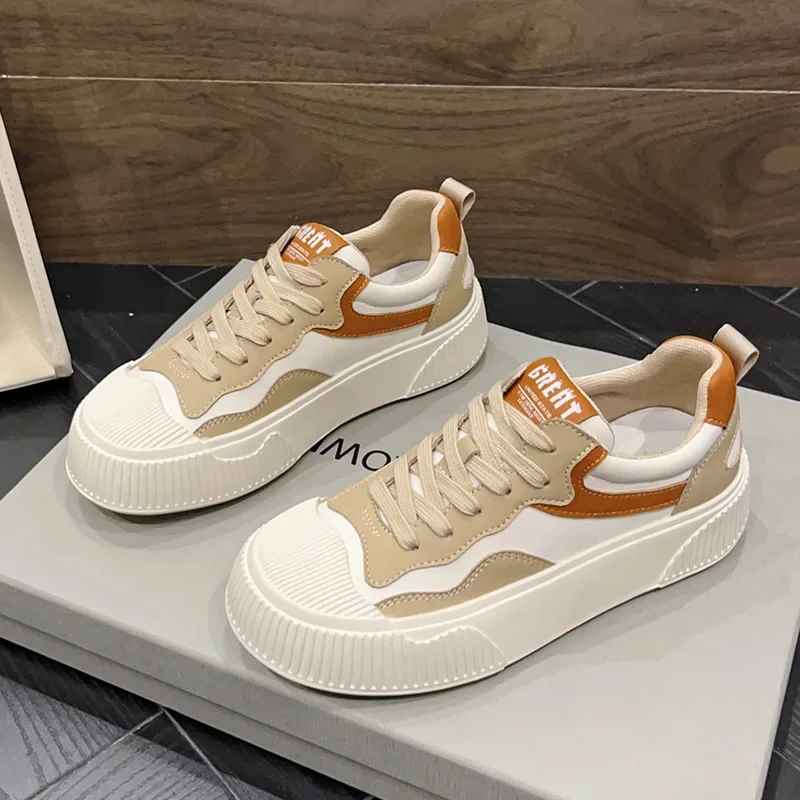 

Большие повседневные туфли, новинка осень-зима 2022, туфли на толстой подошве, женские кожаные туфли на плоской подошве, женские универсальные белые туфли, трендовые