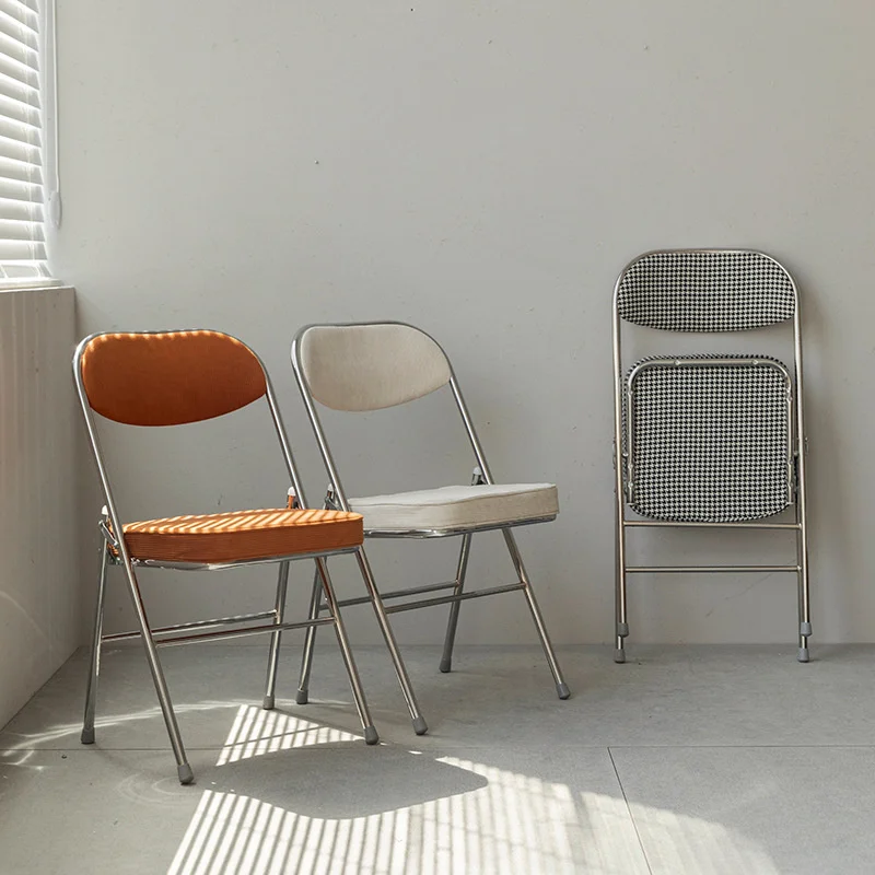 S For Kitchen Corduroy Dining Chairs Folding Backrest Living Room Furniture Thickening Cushion Relaxing Chair