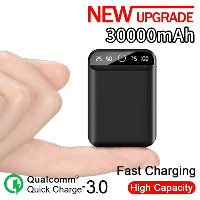 

30000mAh Mini Large Capacity Small Portable Power Bank Dual USB Smart Digital Display Fast Charger