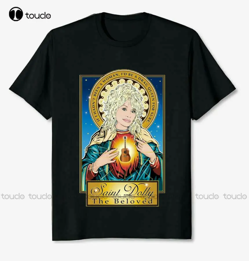 

New Saint Dolly The Beloved Poster Unisex Black T Shirt Dolly Parton Tee Size S 3Xl Oversized Shirts