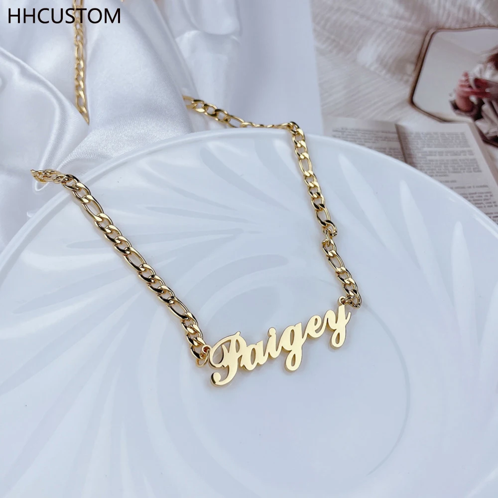 

HHCUSTOM именные ожерелья из нержавеющей стали, плетеная цепь в коробке, искусственные украшения в стиле панк