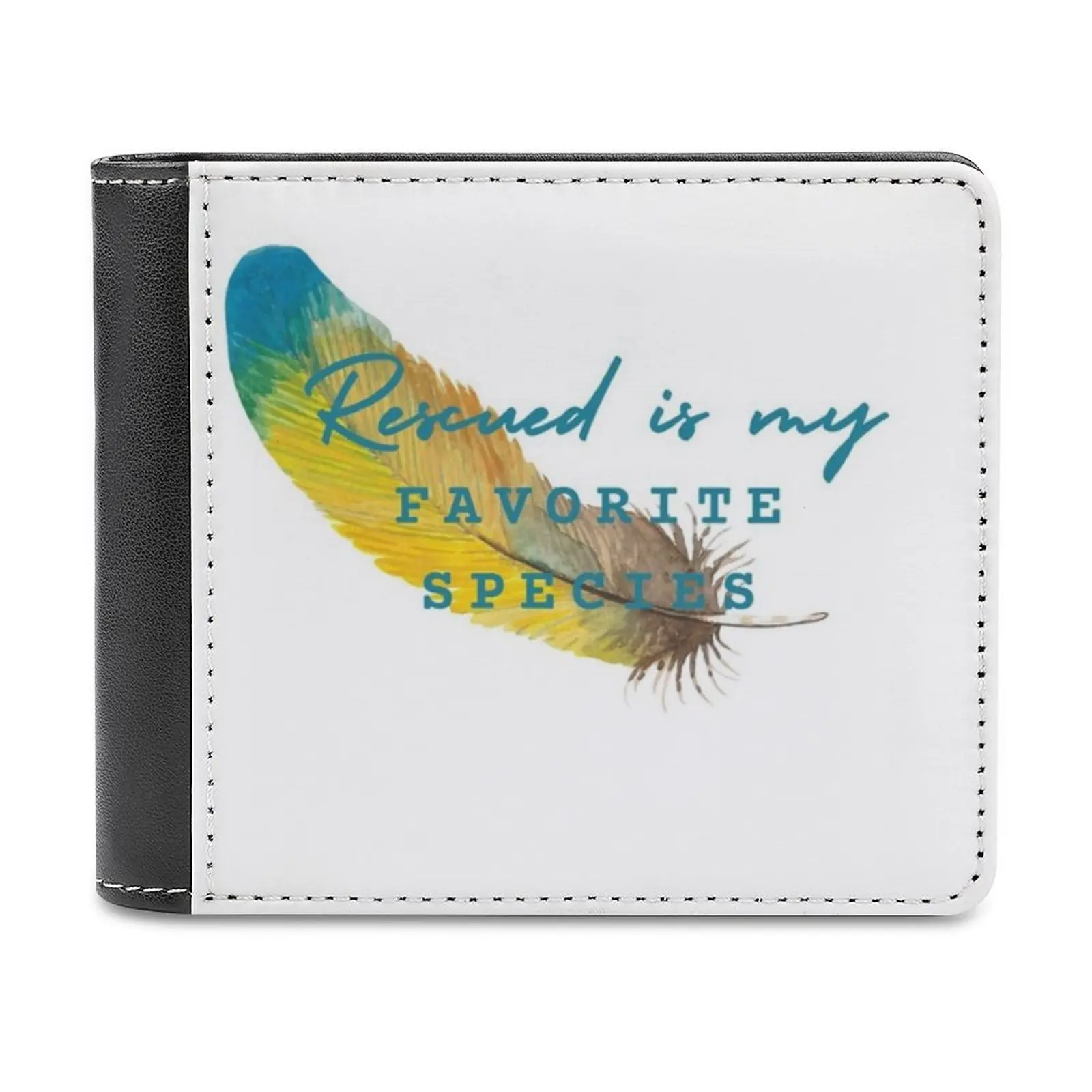 

Rescued Is My Favorite Species-Macaw Leather Wallet Short Slim Male Purses Money Credit Card Holders Men Wallet Papayago