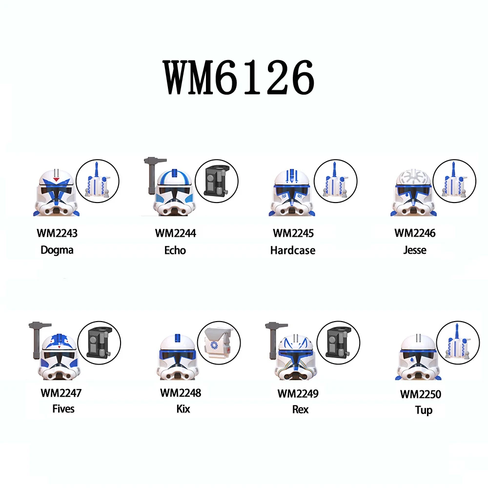 WM6126 Building Blocks 8 pcs/set Hardcase WM2243 Brick Figur