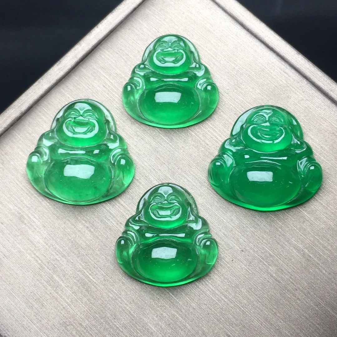 

Send Certificate Green Jadeite Myanmar Jade Buddha Pendant With Rope Chain Fengshui Charms Necklace Men Women Maitreya Amulet