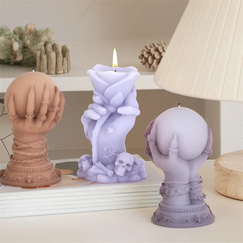 DIY Хэллоуин серии 3D коготь демона и ведьма рука держит роза шар скелет