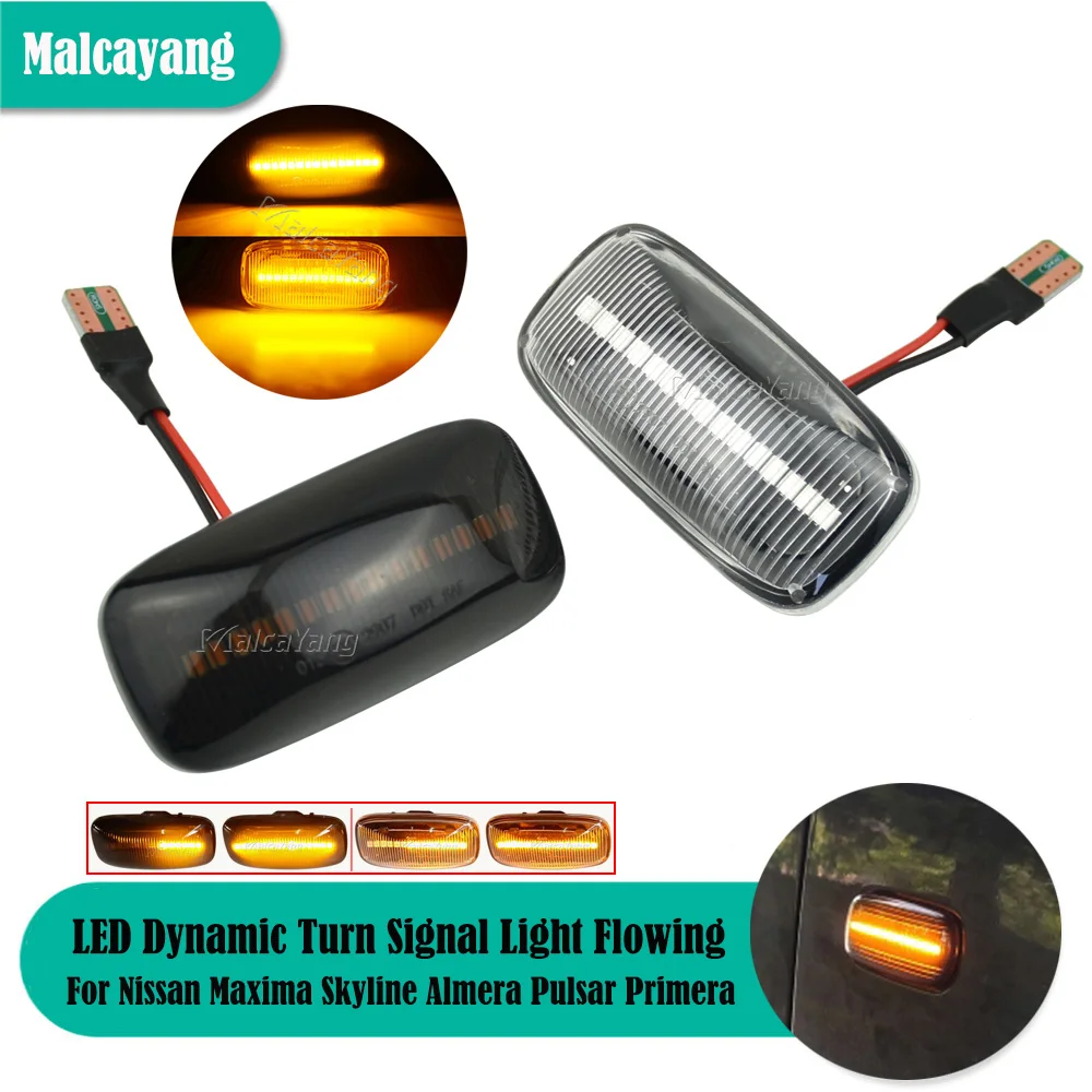 

2PCS LED Dynamic Side Marker Turn Signal Light Sequential Lamp For Nissan Bluebird Maxima Almera Pulsar N15 Cefiro A32 Sunny G10