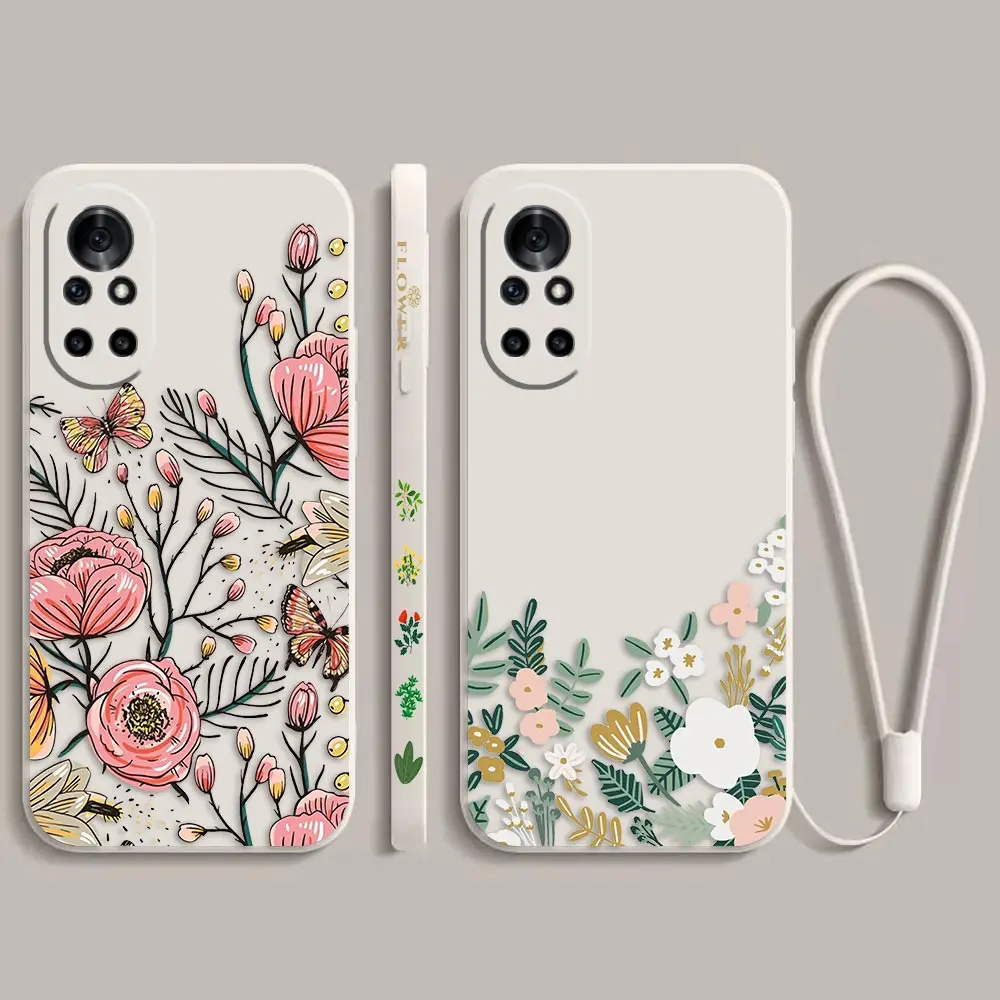 

Vintage Retro Flowers And Plants Leaves Case For Huawei Nova Y70 10 9SE 8 8SE 8I 7 7SE 7I 6 6SE 5 5I 5Z 4 3 3I Pro 4G 5G Cover