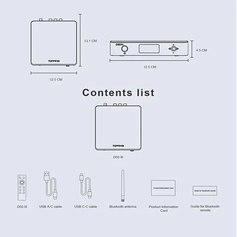 TOPPING D50 III Decoder + A50 III Headphone Amplifier + RCA Cable