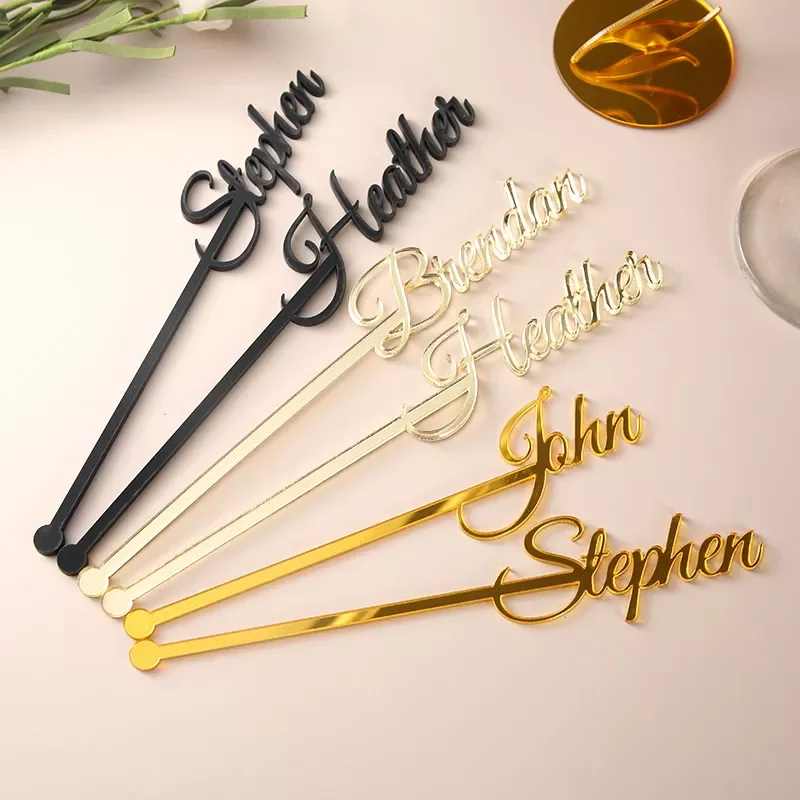 

swizzle sticks table centerpiece Party picks Name drink stirrers Bridal shower Custom love stir stick Wedding decor